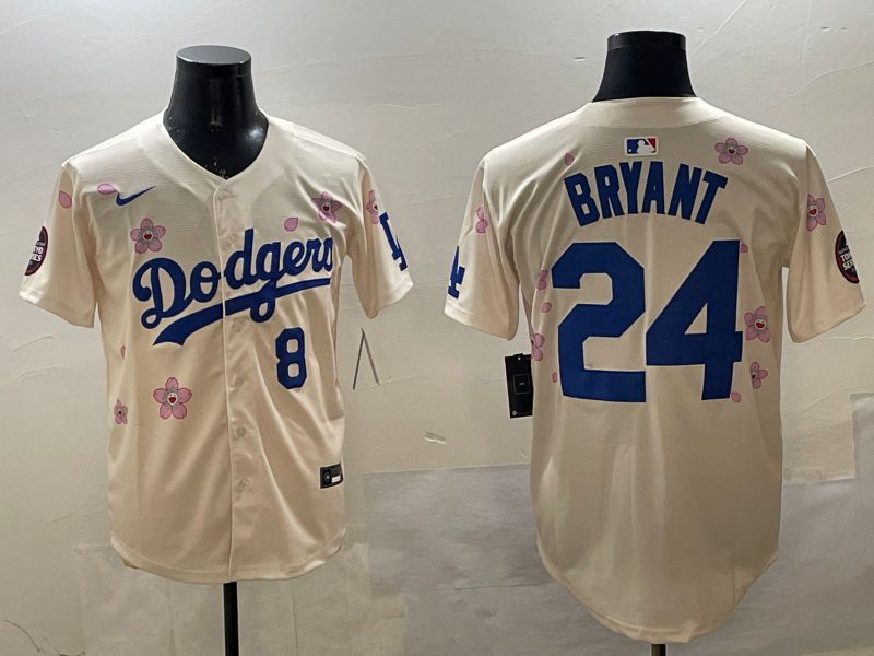 Men Los Angeles Dodgers 24 Bryant Cream Sakura Edition 2025 Nike MLB Jersey style 11